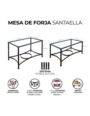 Mesa de Forja Regulable Santaella con Tabla