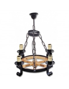 Lámpara de Forja Rueda de Carro 4 Luces Modelo 0521