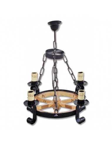 Lámpara de Forja Rueda de Carro 4 Luces Modelo...