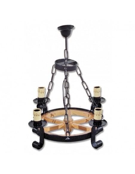 Lámpara de Forja Rueda de Carro 4 Luces Modelo 0521