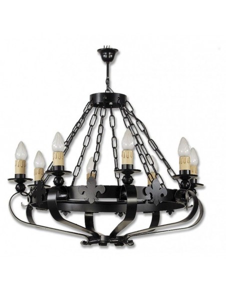 Lámpara de Forja Flor de Liz Techo 6 Luces Modelo 0527/6